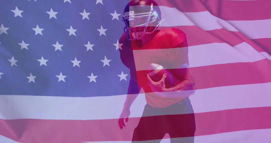 American Football Player Overlaid on USA Flag Portraying Patriotism - Free Images, Stock Photos and Pictures on Pikwizard.com