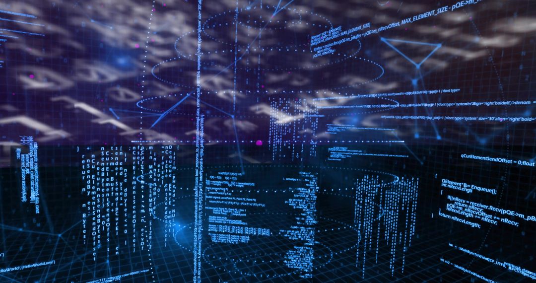 Futuristic Digital Code Panels in Cyberspace