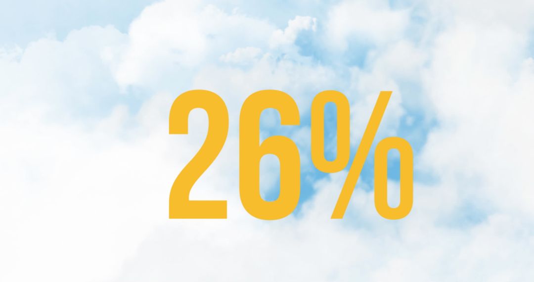 Digital Percentage Symbol on Cloudy Sky Background