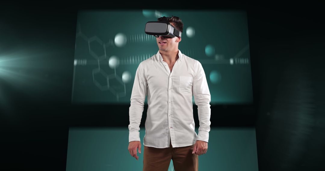 Man Exploring Medical Data in Virtual Reality Environment