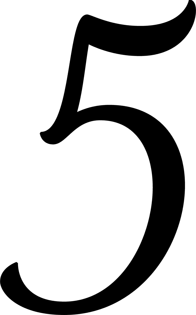 Digital Number 5 Design on Transparent Background