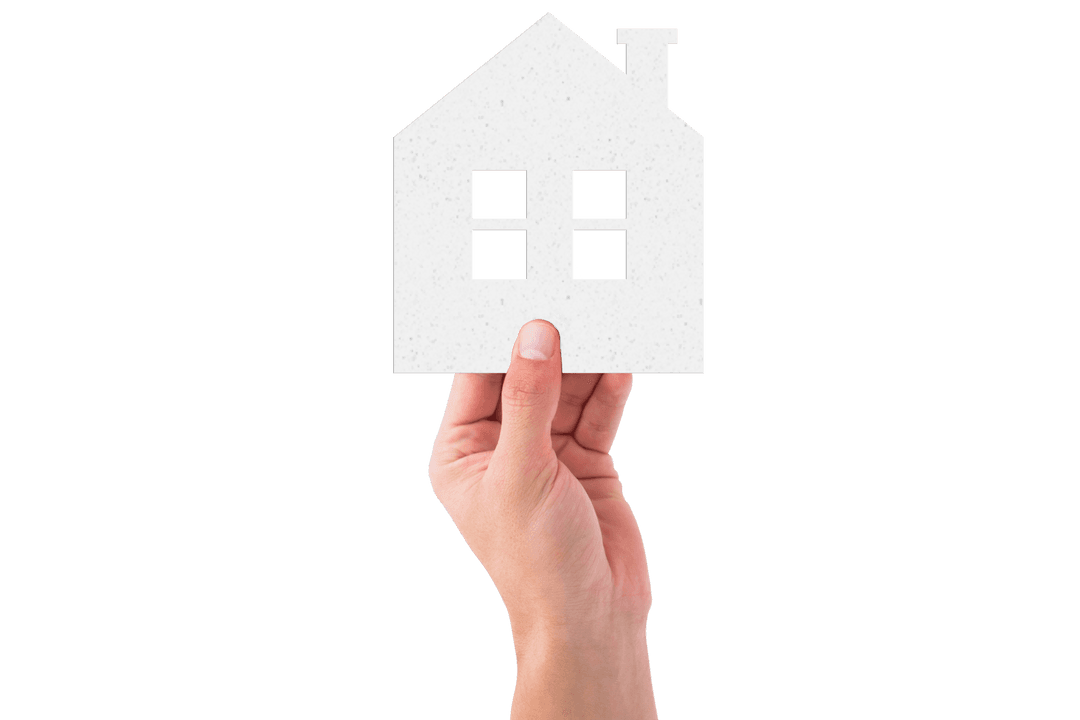 Hand Holding Paper House Icon with Transparent Background Design