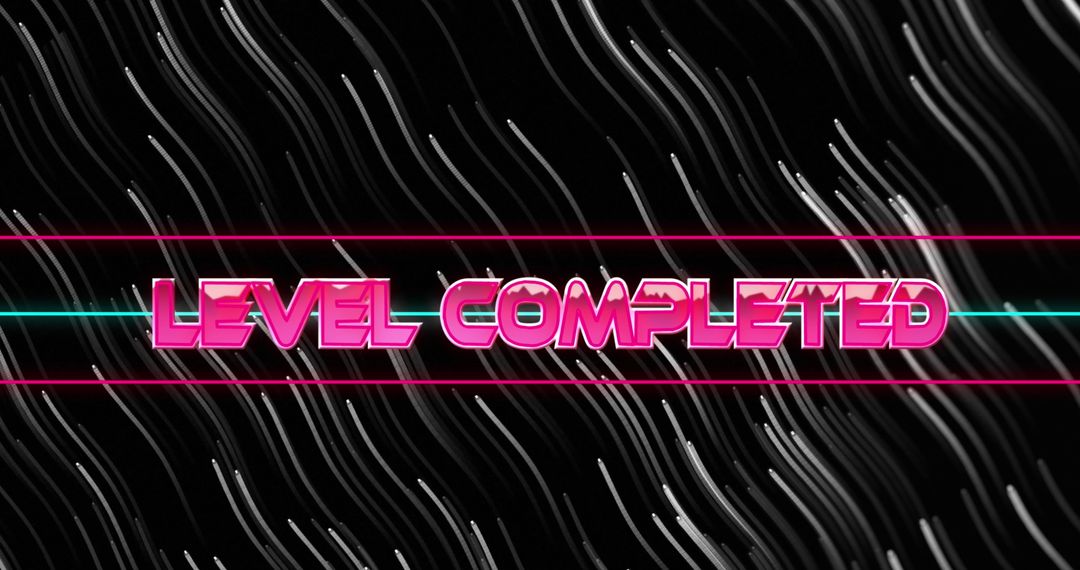 Futuristic Level Completed Digital Neon Sign