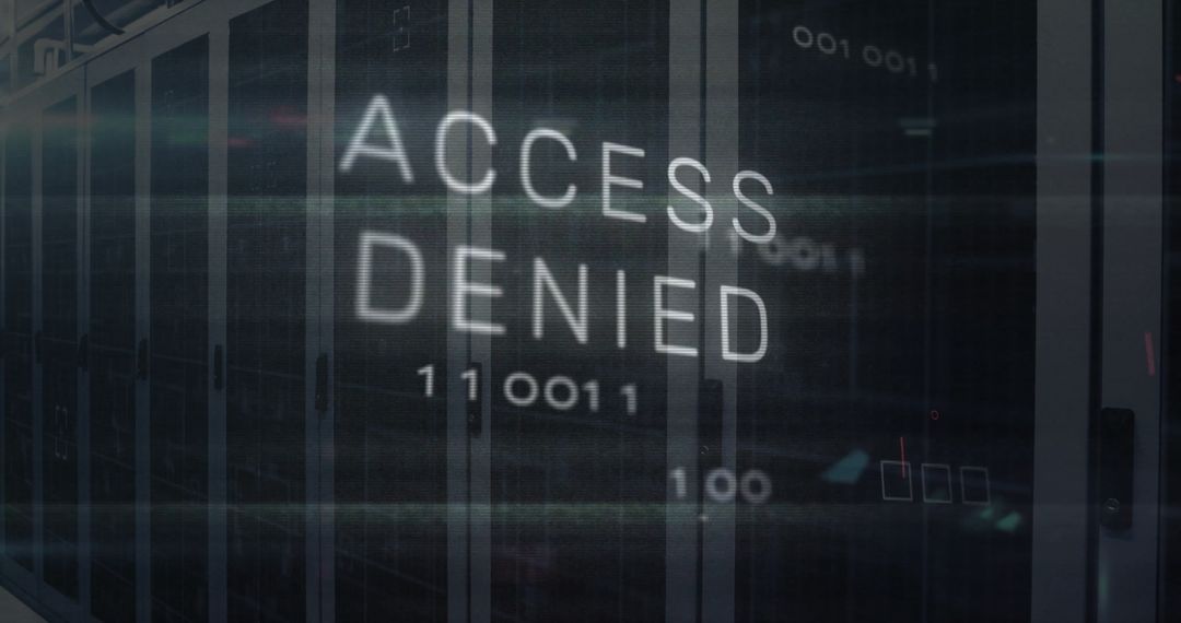 Cybersecurity Concept with Access Denied Message in Data Center