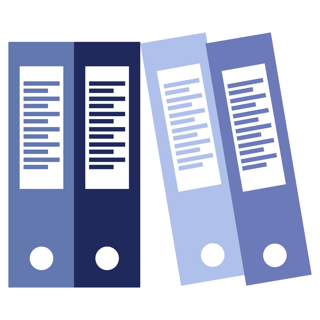 Illustration of Office File Binders on Transparent Background