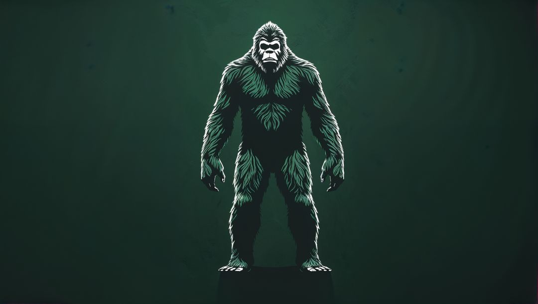 Mythical Humanoid Creature Standing on Pedestal with Green Backdrop