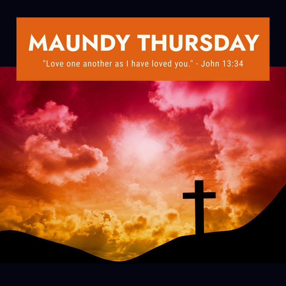 Maundy Thursday Reflection with Cross and Sunset Sky