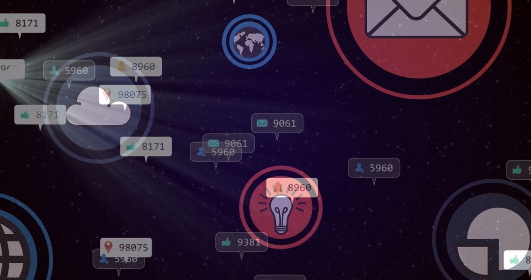 Digital Interface with Social Media and Technology Icons