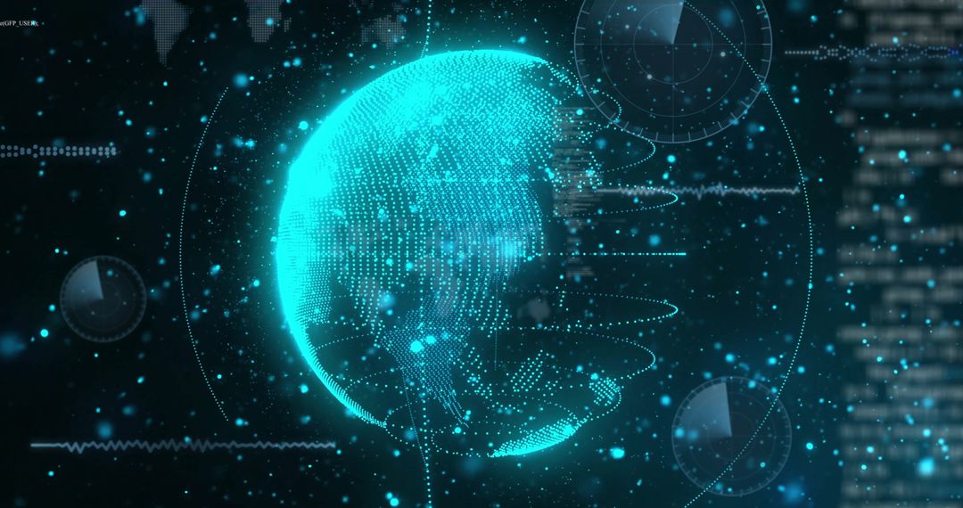 Holographic Digital Globe with Technological Overlay