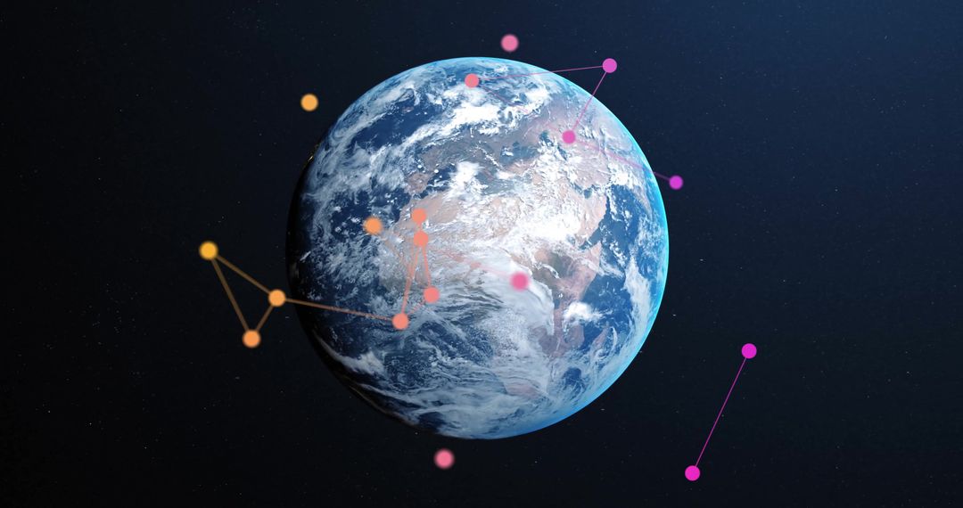 Earth with Global Communication Network Digital Connections