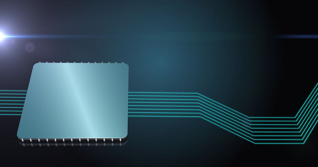 Futuristic Computer Circuit Board with Glowing Green Pathways
