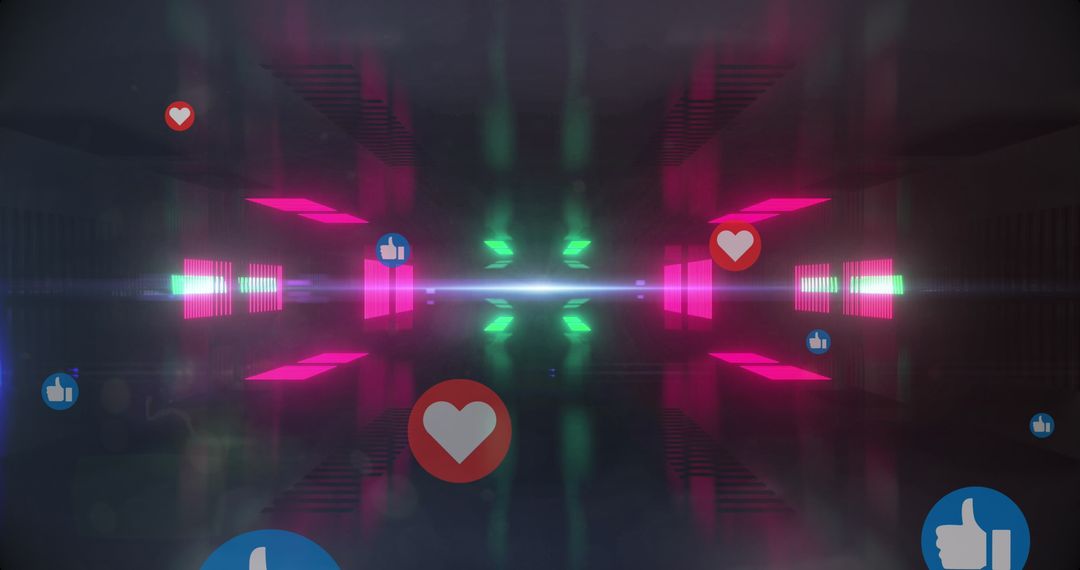 Colorful Neon Social Media Interaction in Digital Space