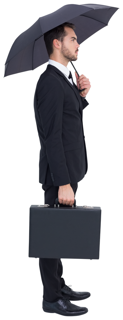 Transparent Businessman With Umbrella and Briefcase Profile View - Download Free Stock Images Pikwizard.com