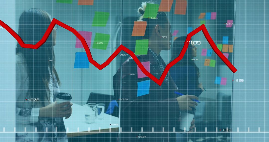Coworkers Analyzing Data with Decreasing Sales Chart