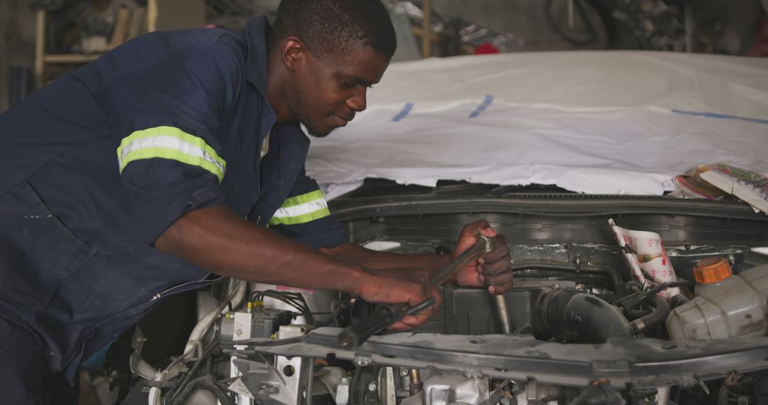 Skilled Auto Mechanic Working on Engine Repair in Workshop - Free Images, Stock Photos and Pictures on Pikwizard.com