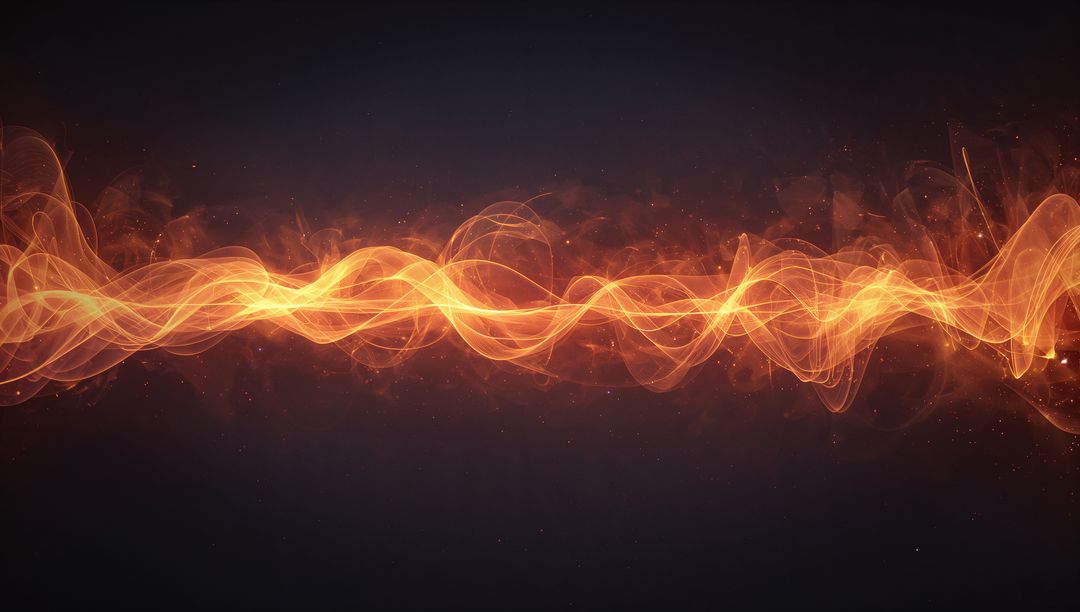 Abstract Glowing Orange Wave on Digital Background