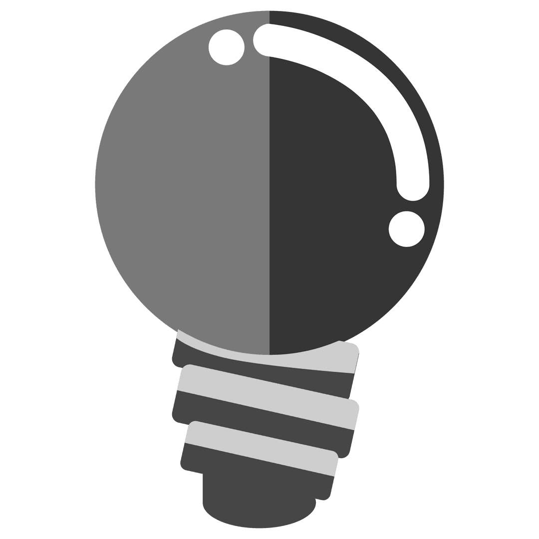 Black Light Bulb Illustration on Transparent Background