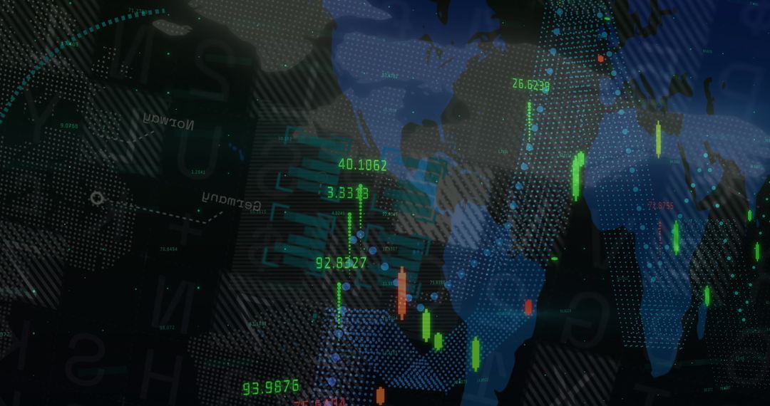 Abstract Global Financial Data Overlay with Digital Interface