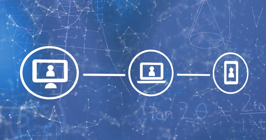 Digital Network Connection Icons with Abstract Blue Background