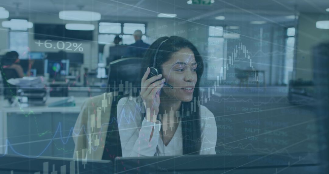 Business Professional Analyzing Digital Stocks in Modern Office