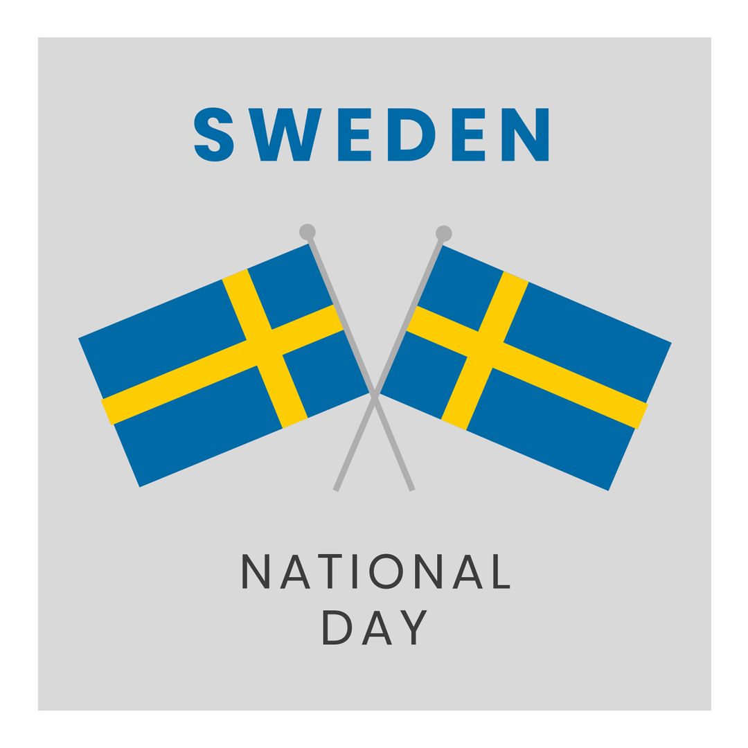 Swedish National Day Design with Crossed Flags