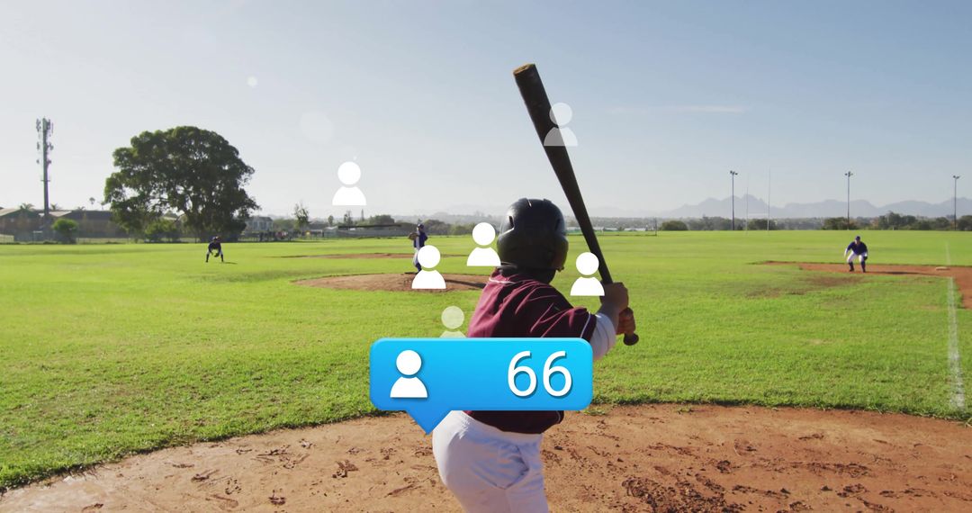 Baseball Player About to Bat with Digital Viewers Counter