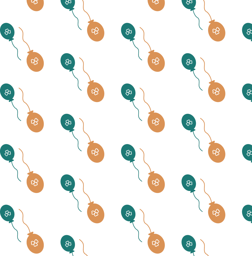 Seamless Balloon and Clover Pattern on Transparent Background