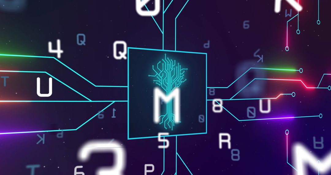 Futuristic Digital Interface with Abstract Circuit Design