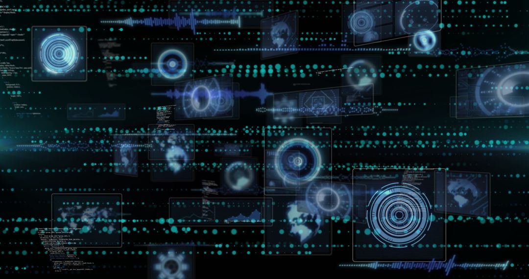 Futuristic Digital Radar Interface with Data Visualization