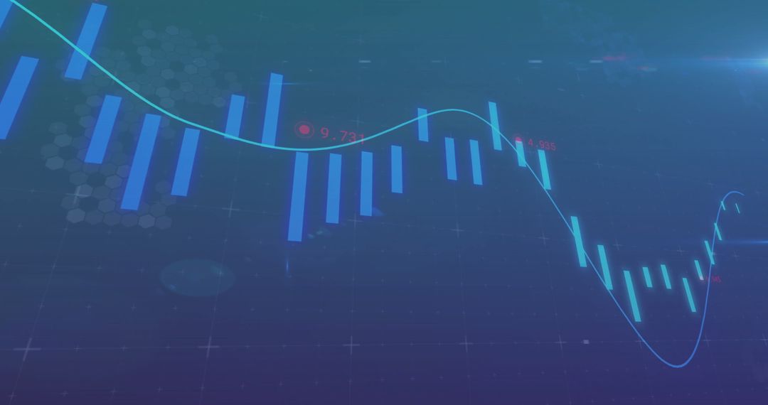 Futuristic Financial Chart Data Analysis with Blue Bar Graph