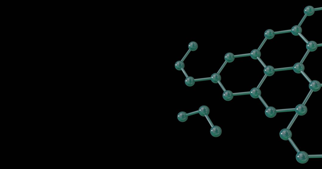 3D Molecular Network on Black Background Representing Science Connections