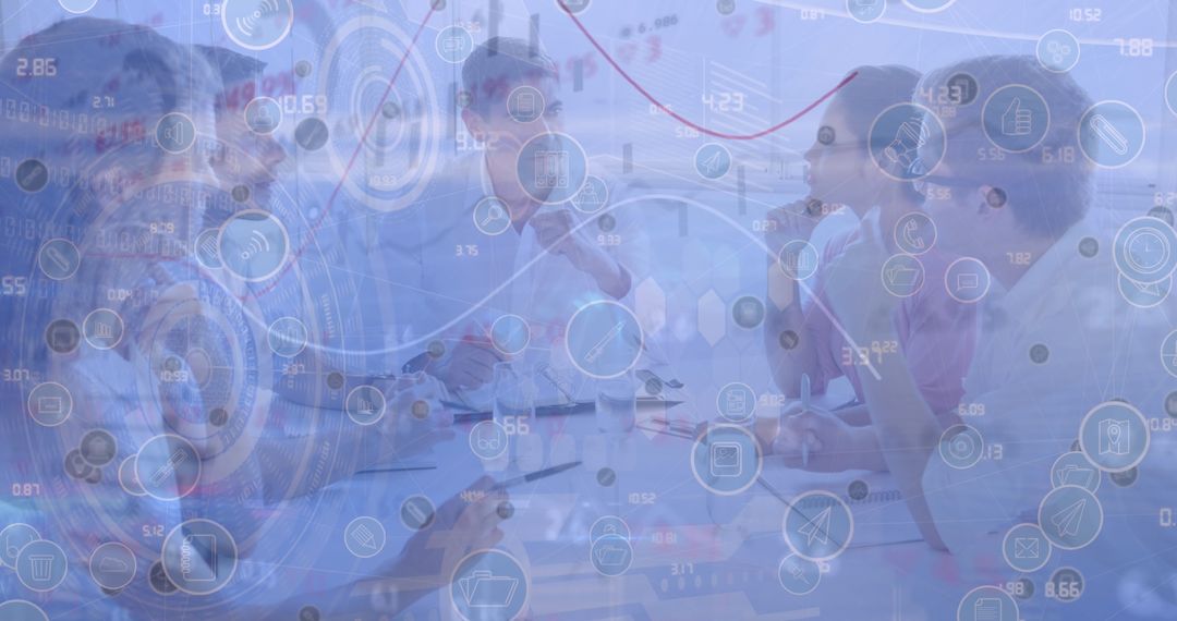 Diverse Business Team Engaging in Futuristic Technology Discussion