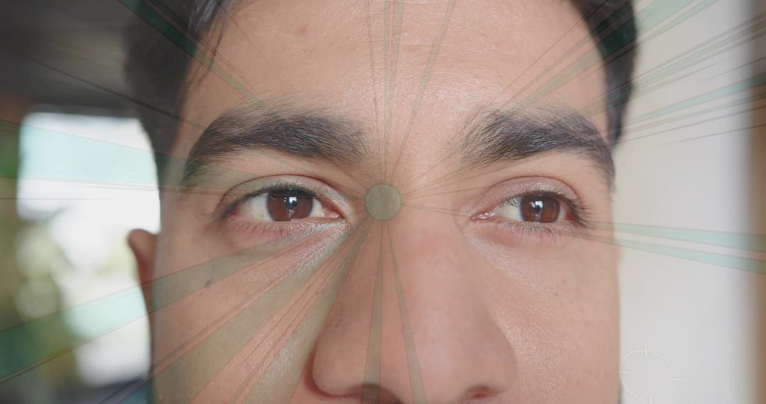 Focused Male Eyes with Technology Overlay Symbolizing Insight