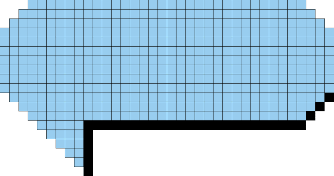 Pixelated Blue Speech Bubble on Transparent Background