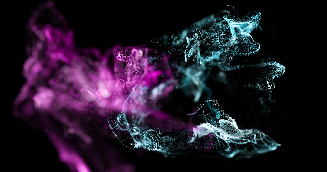 Vibrant Abstract Particle Movement on Black Background