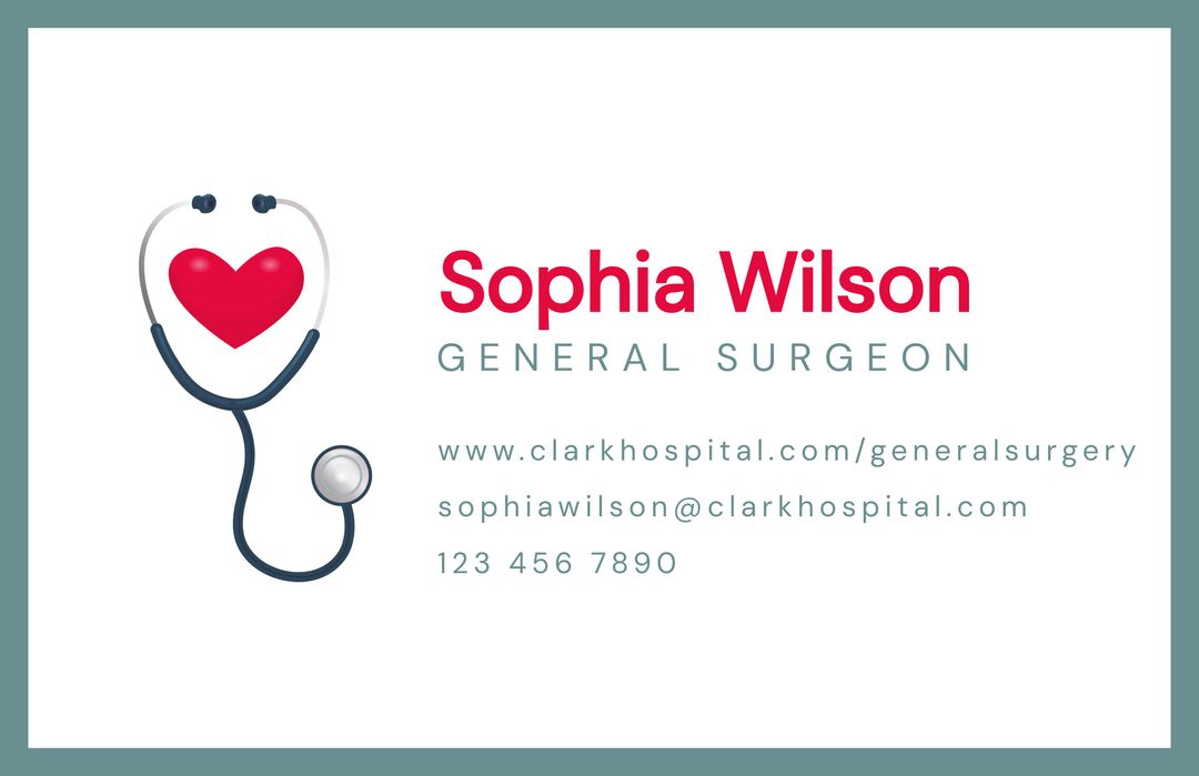 Surgeon Business Card with Name, Contact Information, and Stethoscope Graphic - Download Free Stock Templates Pikwizard.com