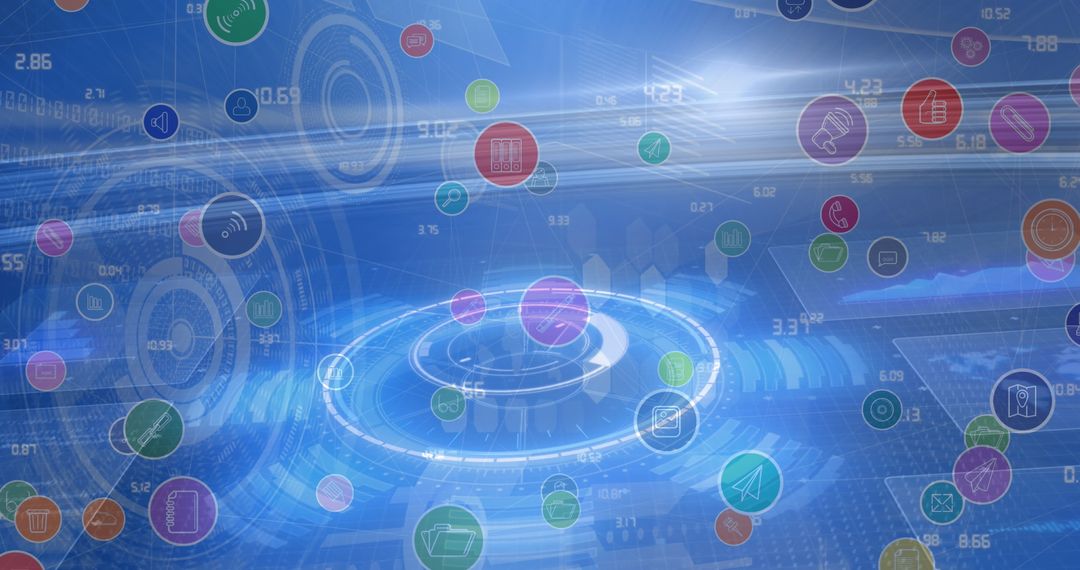 Digital Interface with Icons and Global Connections