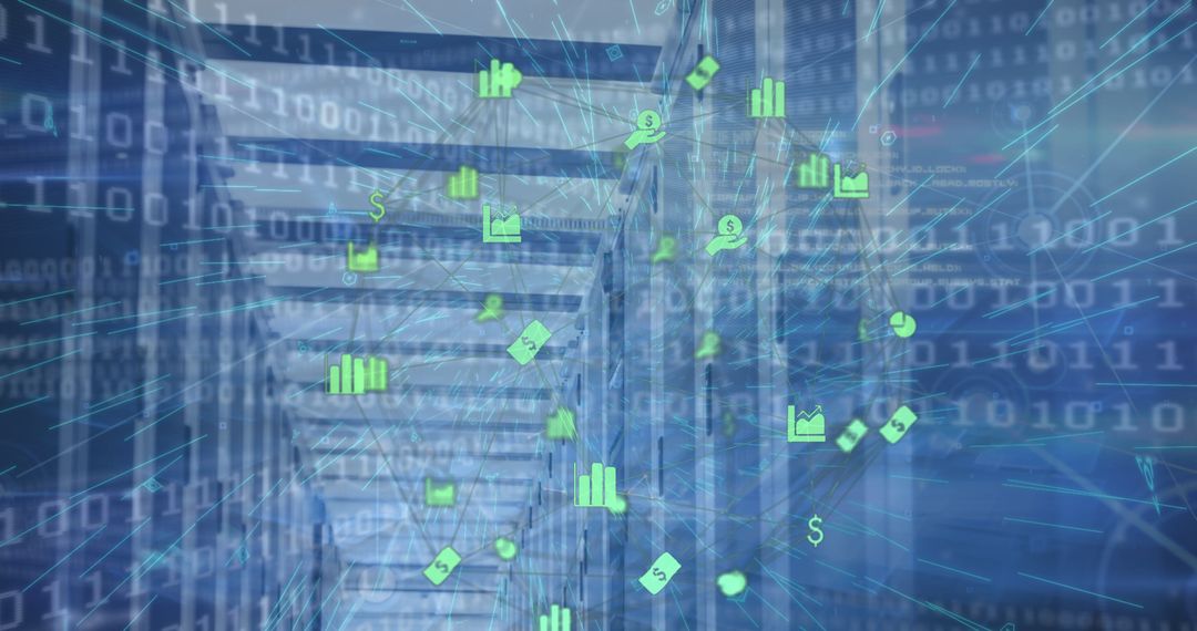 Digital Data Network in Server Room Technology Concept