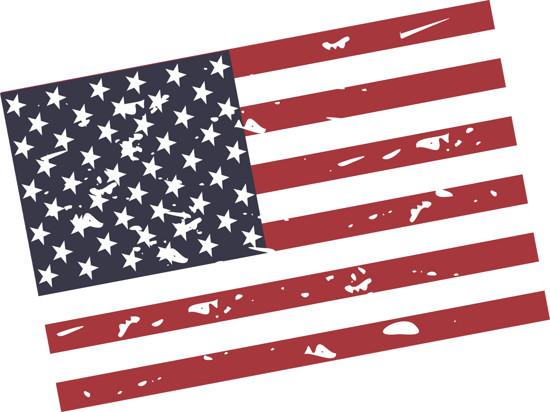 Vintage Grunge American Flag on Transparent Background