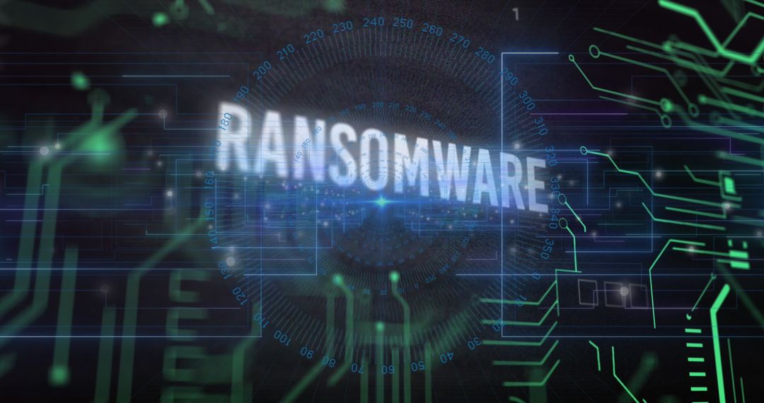 Ransomware Concept with Digital Circuit and Numbers