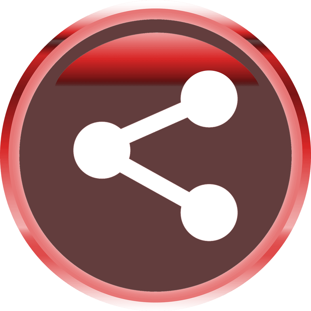 Social Media Share Icon Red Circular Button on Transparent Background