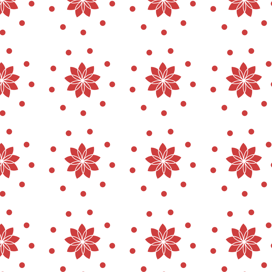 Red Floral Pattern with Dots on Transparent Background