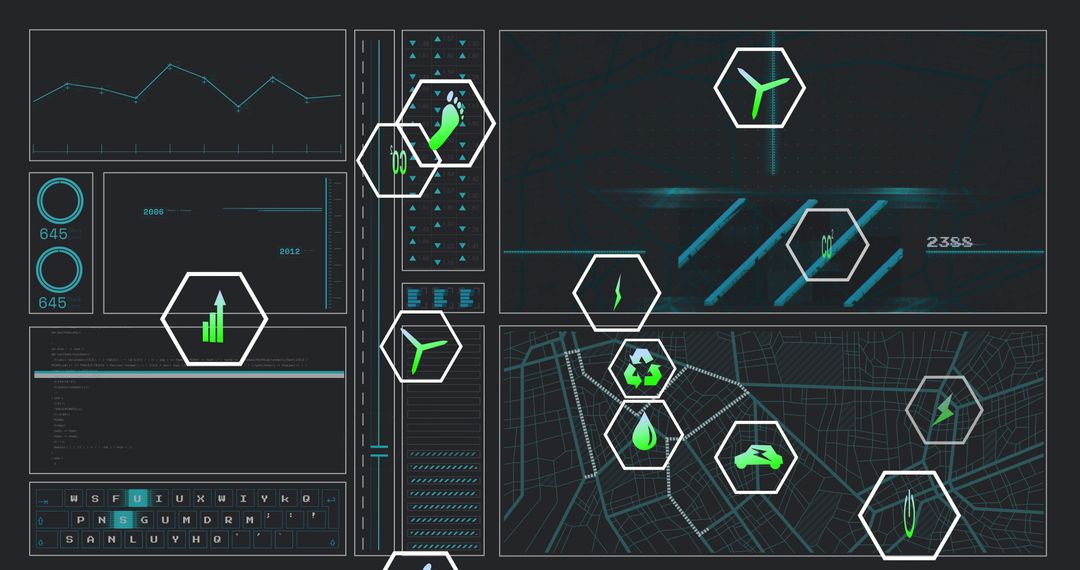 Futuristic Operations Dashboard Interface Highlighting Analytics and Data