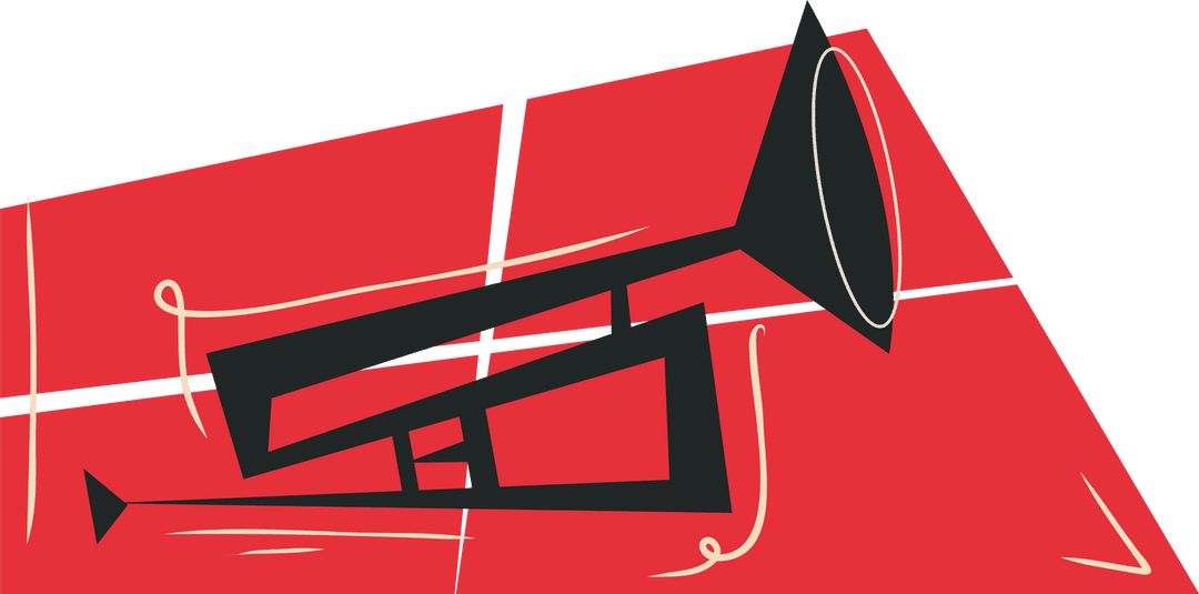 Stylized Floating Trumpet Design on Transparent Background