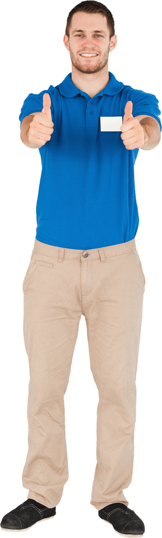 Transparent Enthusiastic Sales Assistant Giving Thumbs Up