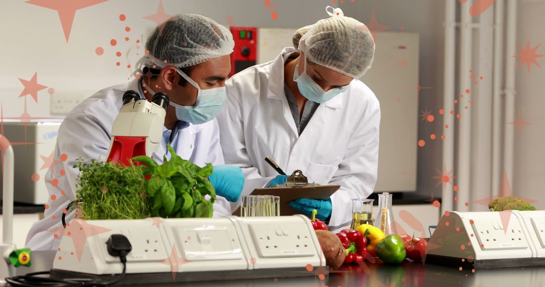 Scientists Conducting Vegetable Quality Tests in Laboratory Setting