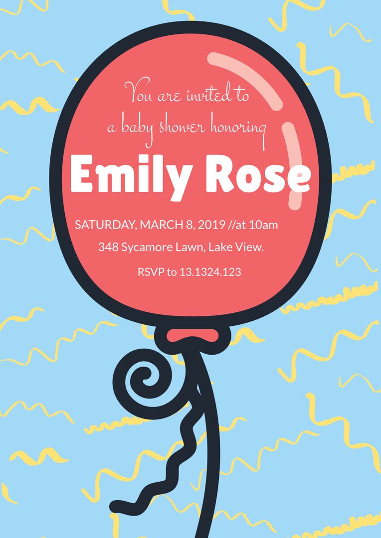 Whimsical Baby Shower Invitation with Playful Balloon Design