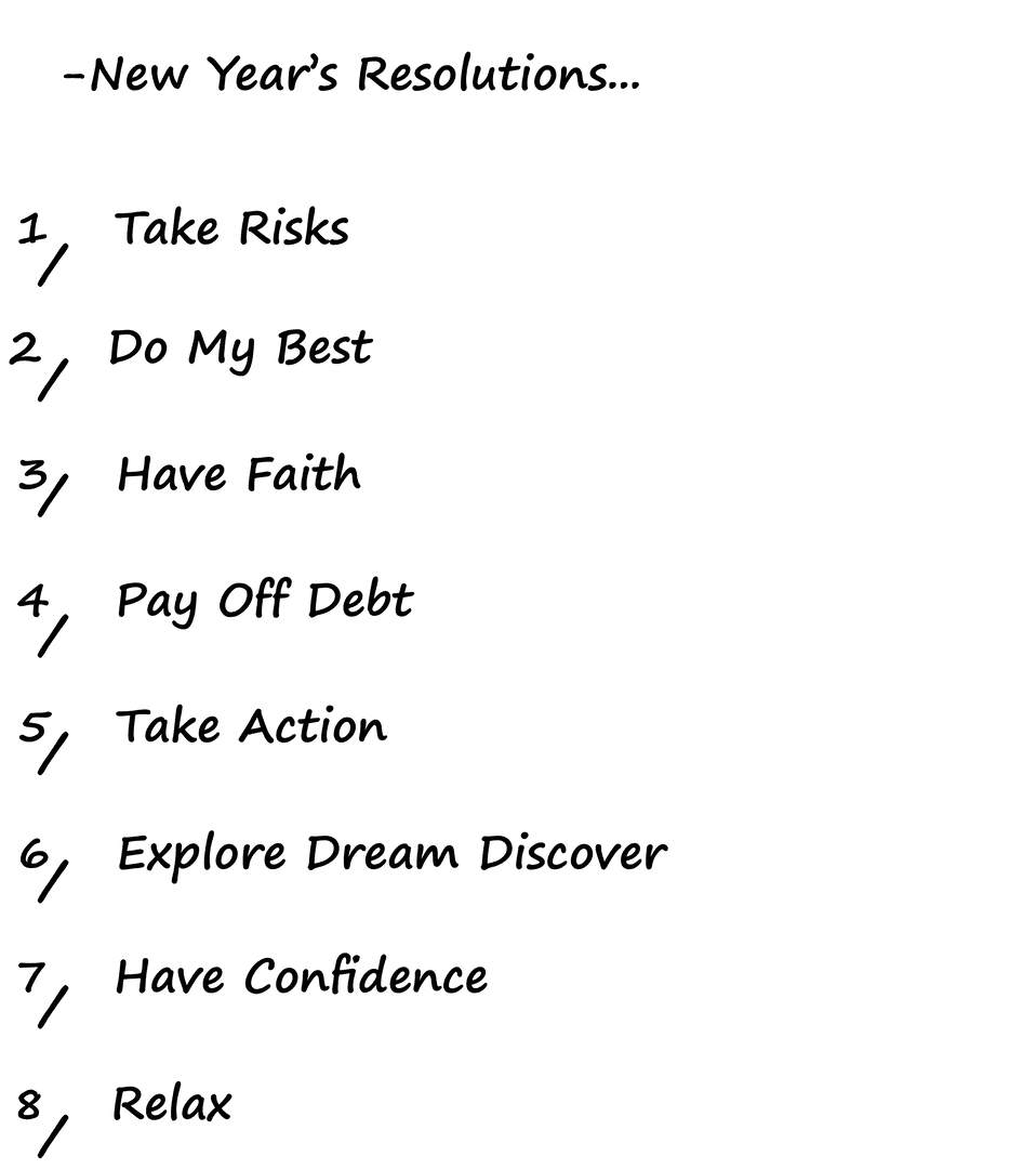 Transparent New Year's Resolutions Outline Lettering