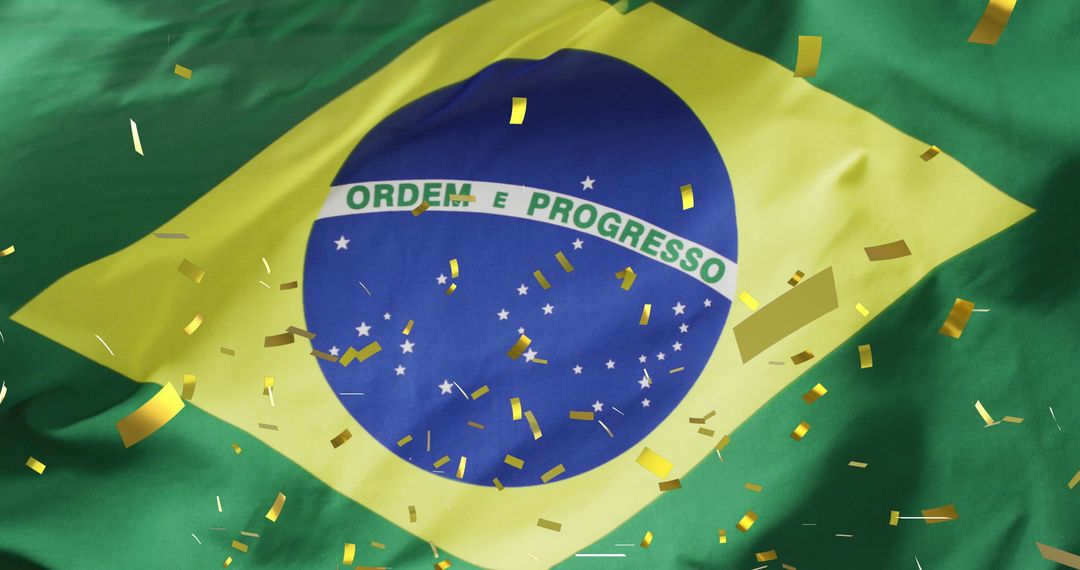 Brazilian Flag with Celebratory Confetti in Motion - Free Images, Stock Photos and Pictures on Pikwizard.com