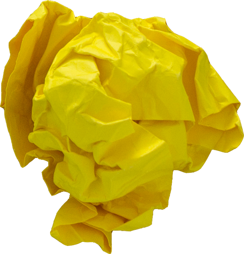 Close-Up of Crumpled Yellow Paper Ball on Transparent Background - Download Free Stock Images Pikwizard.com